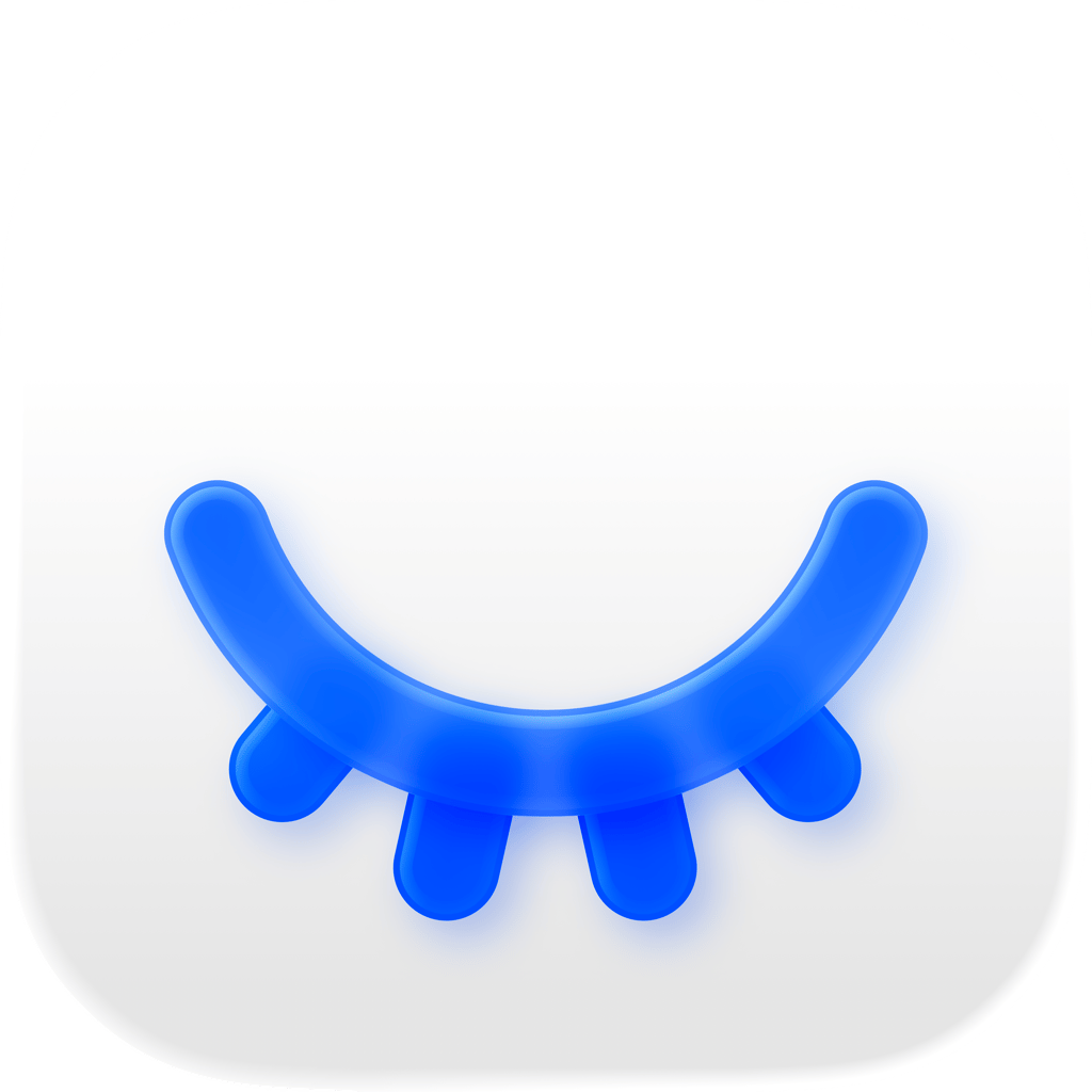 The Wakker app icon: a closed blue eye on a white tile
